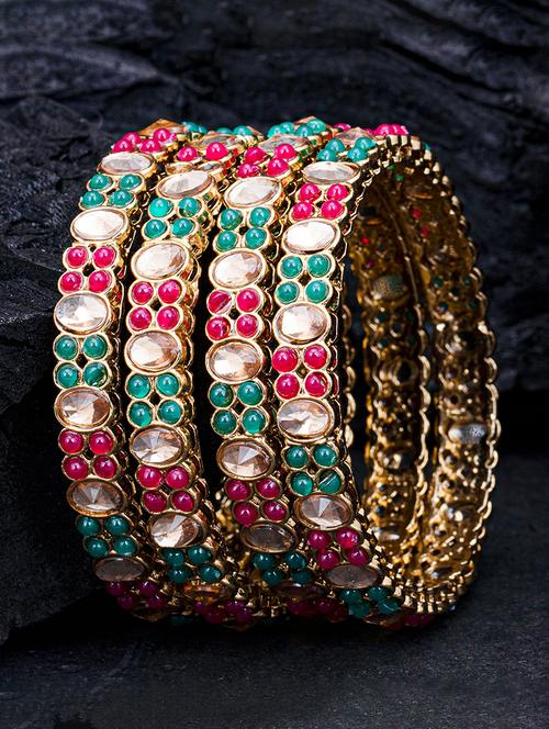 set of 4 multi colored metal bangle - 18295190 - Very Small Image - 1