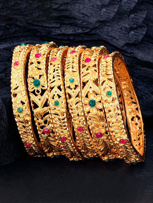 set of 6 multi colored metal bangle - 18295216 - Very Small Image - 1