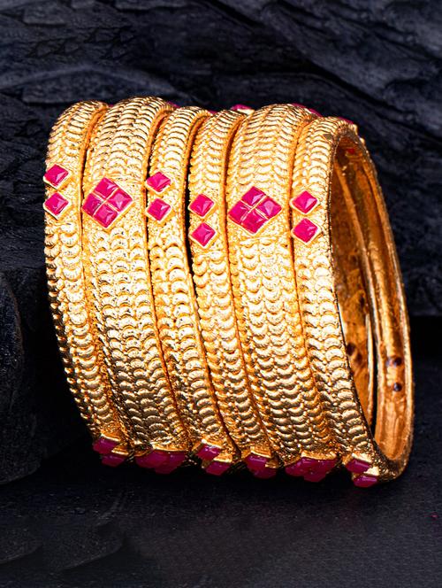 set of 6 multi colored metal bangle - 18295217 - Very Small Image - 1
