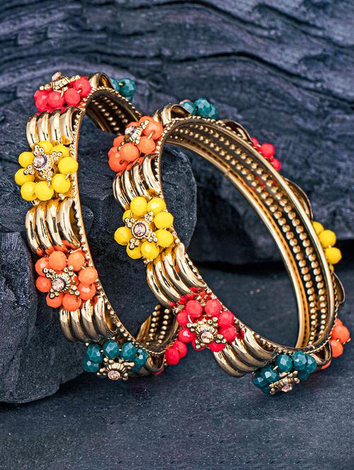 set of 2 multi colored metal bangle - 18295222 - Very Small Image - 1