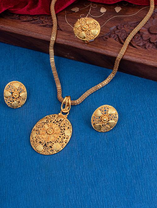 gold brass pendants and earring - 18295397 - Very Small Image - 1