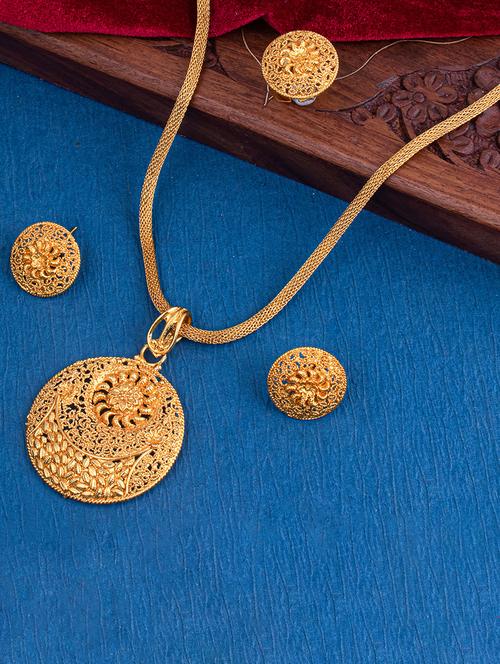 gold brass pendants and earring - 18295404 - Very Small Image - 1