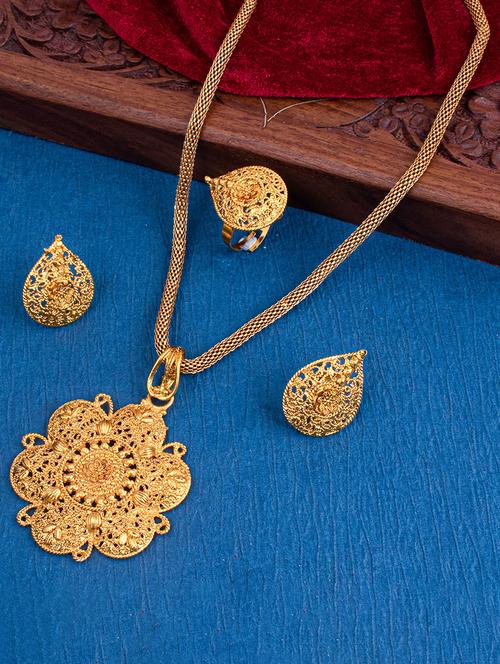 gold brass pendants and earring - 18295418 - Very Small Image - 1
