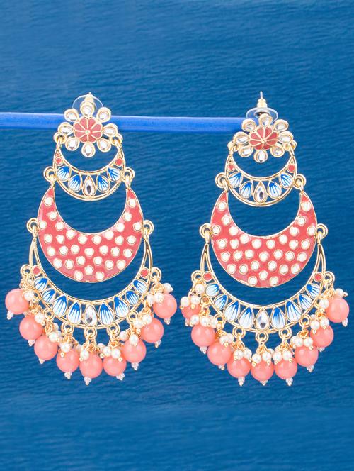 orange metal chandballi earring - 18295797 - Very Small Image - 1
