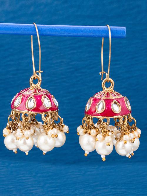 pink metal drop earring - 18295801 - Very Small Image - 1