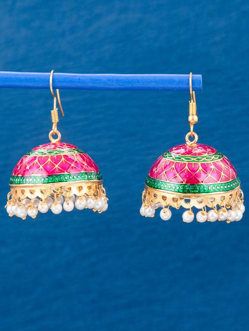 multi colored metal jhumka earring - 18295823 - Very Small Image - 1