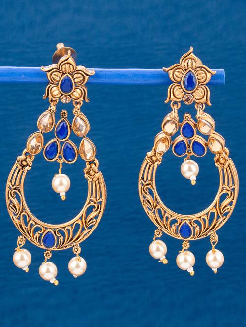 gold metal chandballi earring - 18295901 - Very Small Image - 1