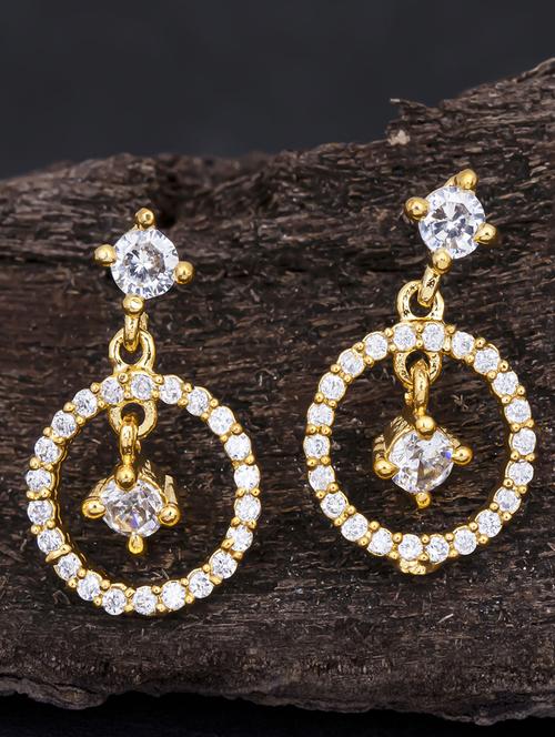 gold metal drop earring - 18296020 - Very Small Image - 1