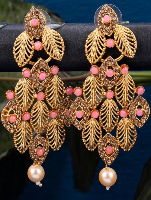 gold metal drop earring - 18296042 - Very Small Image - 1