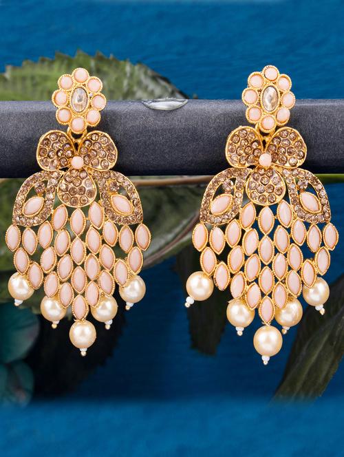 orange metal drop earring - 18296045 - Very Small Image - 1