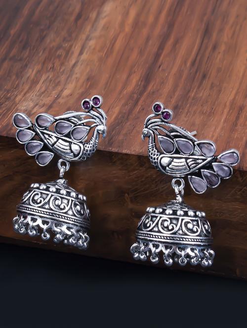 silver brass jhumka earring - 18296070 - Very Small Image - 1