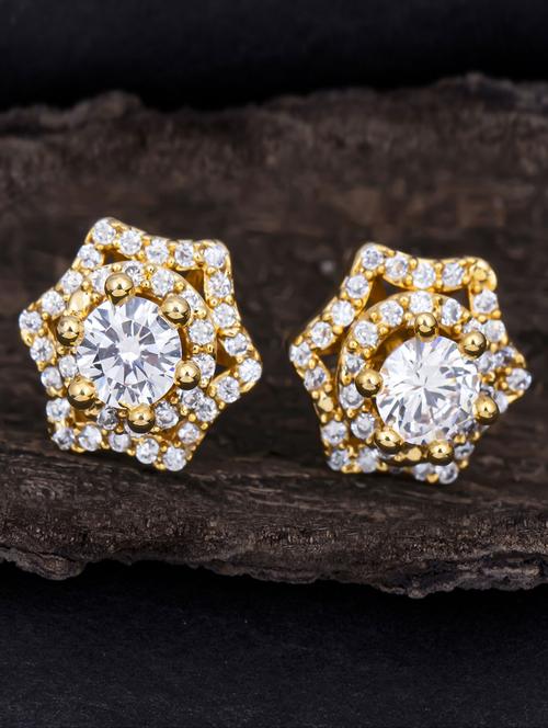 gold metal studs earring - 18296092 - Very Small Image - 1