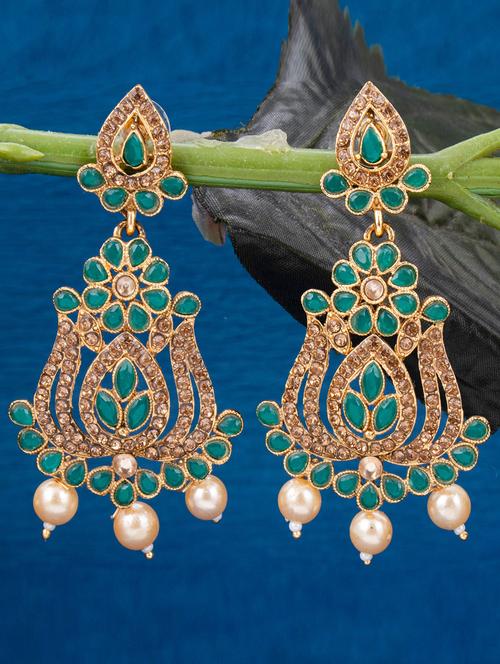 green metal drop earring - 18296096 - Very Small Image - 1