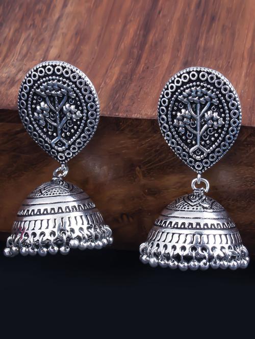 silver brass jhumka earring - 18296103 - Very Small Image - 1