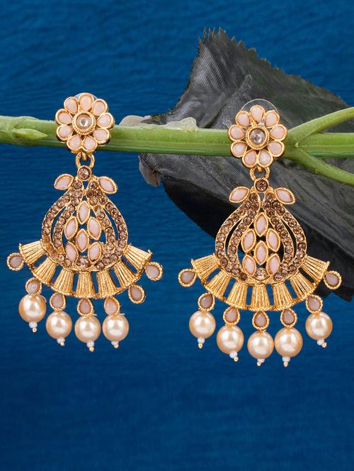 orange metal drop earring - 18296108 - Very Small Image - 1