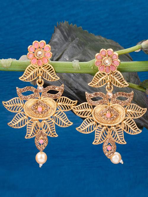 orange metal drop earring - 18296120 - Very Small Image - 1