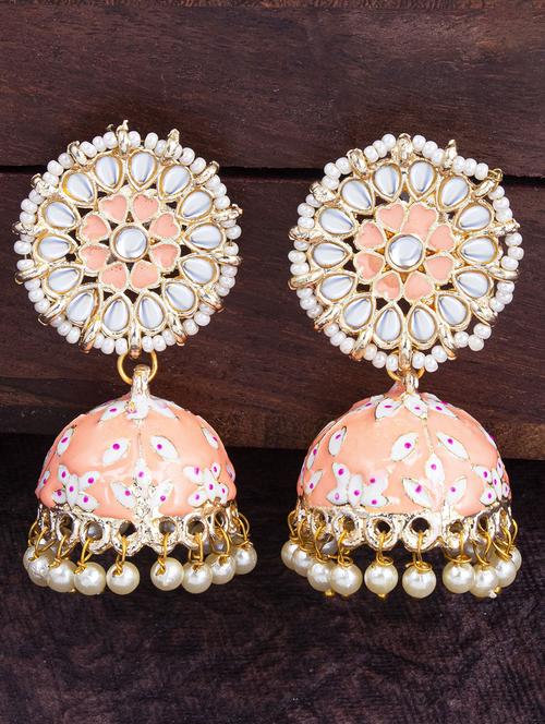 orange zinc jhumka earring - 18296151 - Very Small Image - 1
