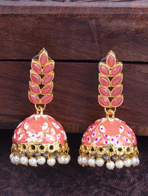 orange zinc jhumka earring - 18296154 - Very Small Image - 1