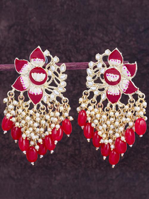 red zinc drop earring - 18296202 - Very Small Image - 1