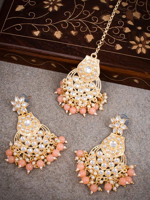 orange brass chandellier earring - 18296210 - Very Small Image - 1