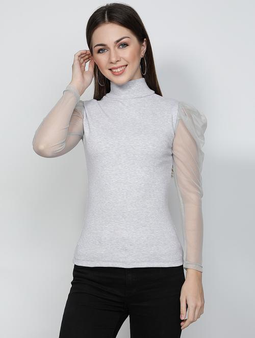 high neck solid top - 18296245 - Very Small Image - 1