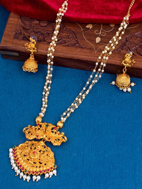 gold zinc necklaces and earring - 18296276 - Very Small Image - 1