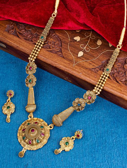 gold brass necklaces and earring - 18296288 - Very Small Image - 1