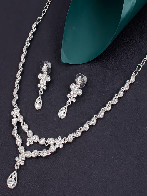 silver zinc necklaces and earring - 18296303 - Very Small Image - 1