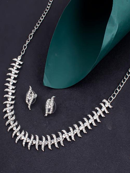 silver zinc necklaces and earring - 18296304 - Very Small Image - 1