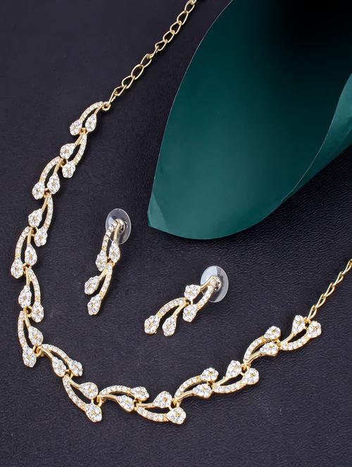 gold zinc necklaces and earring - 18296339 - Very Small Image - 1