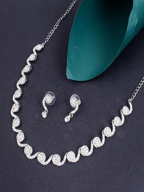 silver zinc necklaces and earring - 18296343 - Very Small Image - 1
