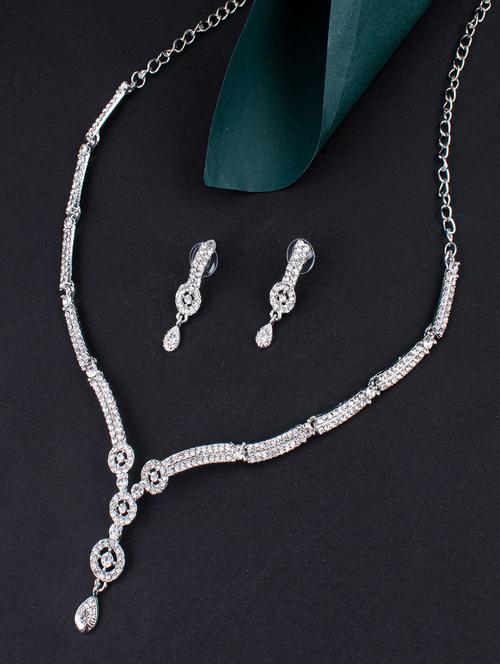 silver zinc necklaces and earring - 18296354 - Very Small Image - 1