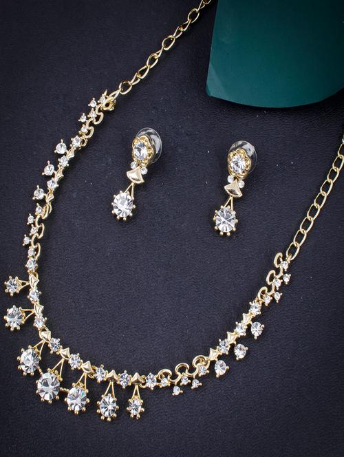 gold zinc necklaces and earring - 18296358 - Very Small Image - 1