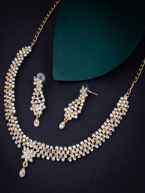 gold zinc necklaces and earring - 18296379 - Very Small Image - 1