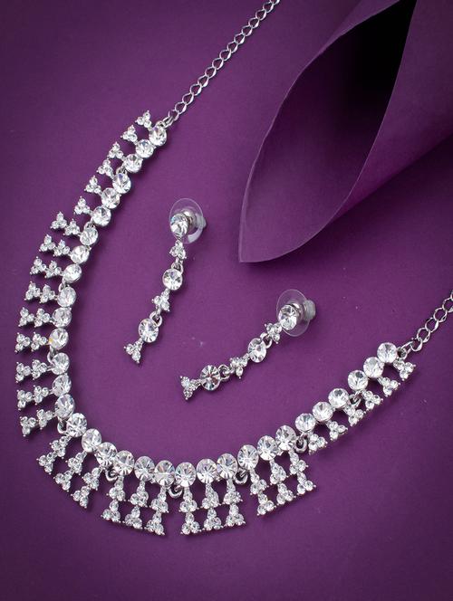 silver zinc necklaces and earring - 18296407 - Very Small Image - 1