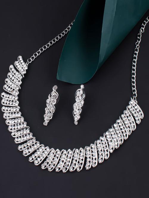 silver zinc necklaces and earring - 18296472 - Very Small Image - 1