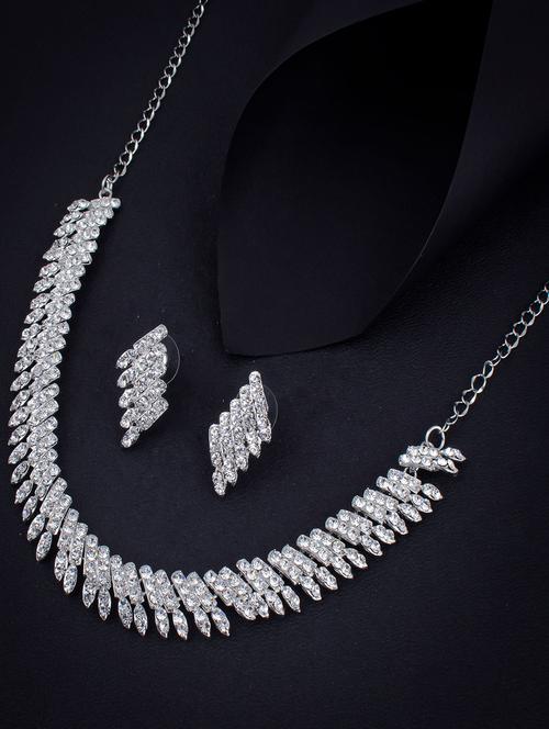 silver zinc necklaces and earring - 18296479 - Very Small Image - 1