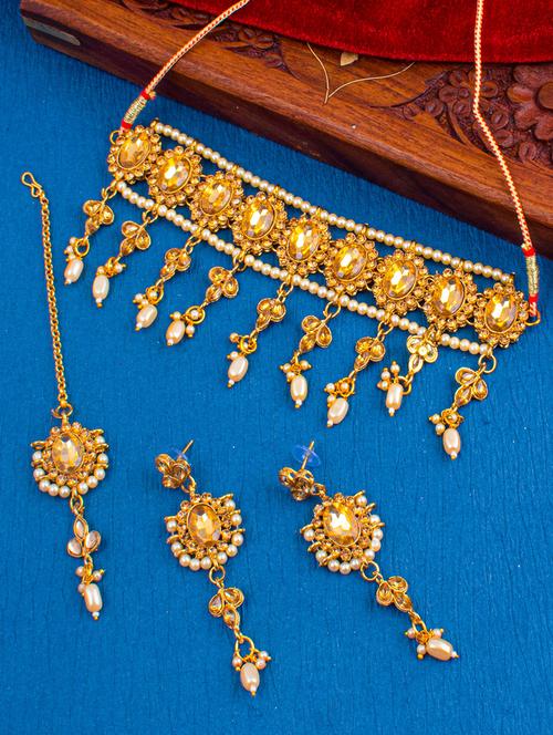 gold brass necklaces and earring - 18296709 - Very Small Image - 1