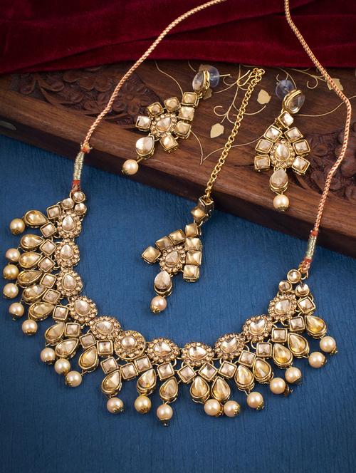 gold brass necklaces and earring - 18296718 - Very Small Image - 1