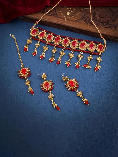 red brass necklaces and earring - 18296765 - Very Small Image - 1