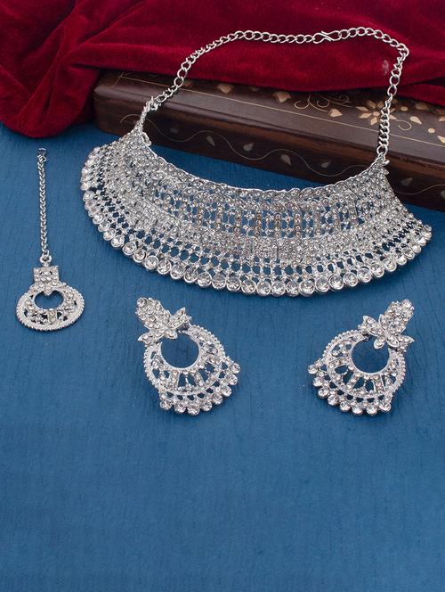 silver metal necklaces and earring - 18296779 - Very Small Image - 1