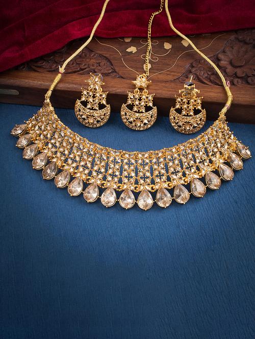 gold brass necklaces and earring - 18296836 - Very Small Image - 1