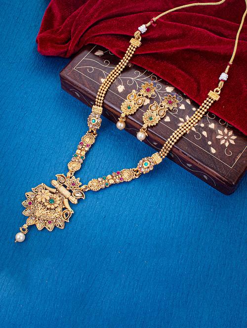 gold metal necklaces and earring - 18296843 - Very Small Image - 1
