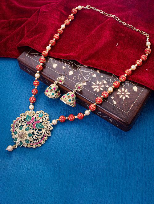multi colored metal necklaces and earring - 18296870 - Very Small Image - 1
