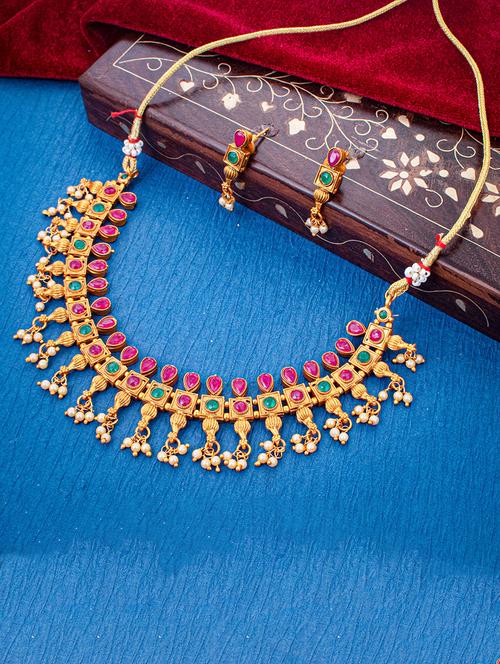 multi colored metal necklaces and earring - 18296891 - Very Small Image - 1