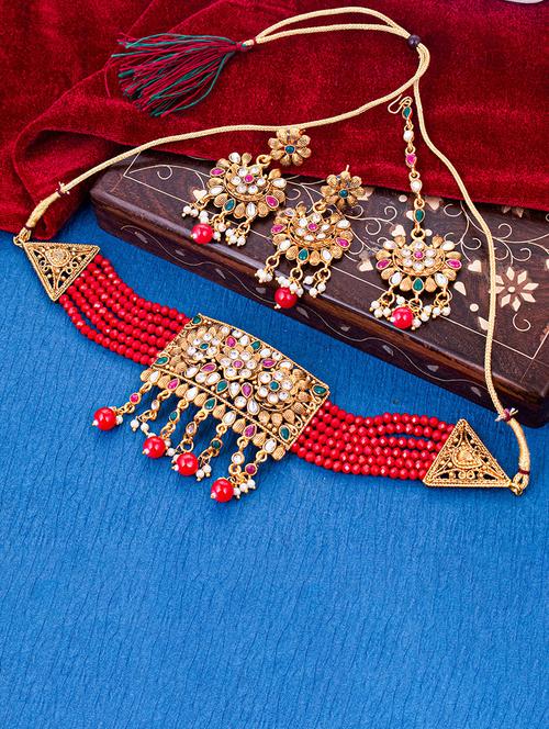 white metal necklaces and earring - 18296947 - Very Small Image - 1