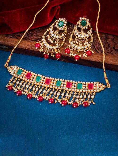 multi colored brass necklaces and earring - 18297118 - Very Small Image - 1