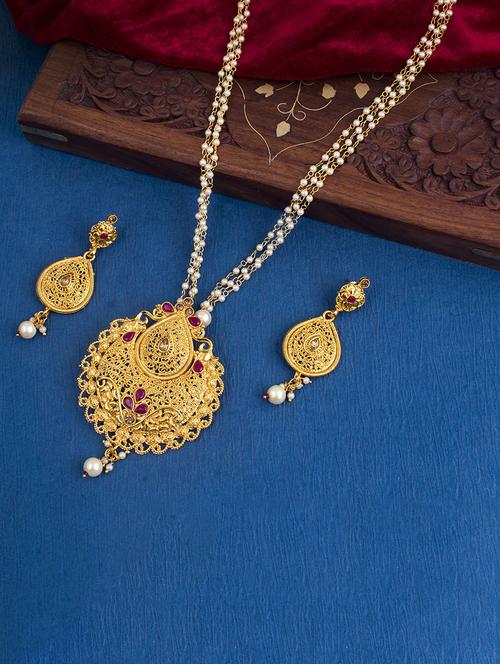 gold brass necklaces and earring - 18297212 - Very Small Image - 1