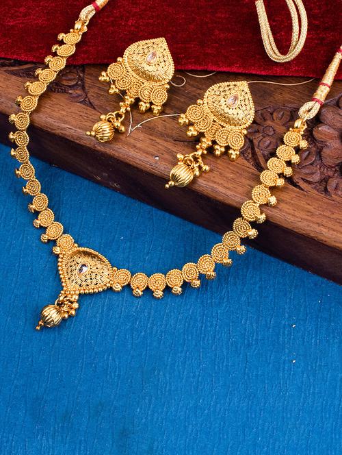 gold brass necklaces and earring - 18297229 - Very Small Image - 1