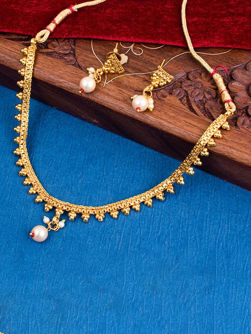 gold brass necklaces and earring - 18297230 - Very Small Image - 1